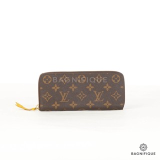 LOUIS VUITTON CLEMENCE WALLET LONG EBENE YELLOW MONOGRAM CANVAS GHW