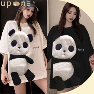 เสื้อยืดลาย  Panda  เสื้อยืดทรงหลวม  เสื้อยืดคอกลม   แพนด้าน่ารัก  เสื้อยืดแขนสั้นคอกลม