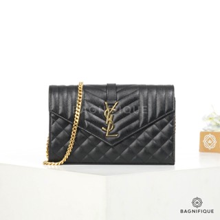 NEW YSL WOC ENVELOPE 9 BLACK CHEVRON GHW 2022