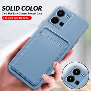 เคสโทรศัพท์ซิลิโคน TPU แบบนิ่ม กันกระแทก มีช่องใส่บัตร สําหรับ Vivo Y35 2022 VivoY35 4G