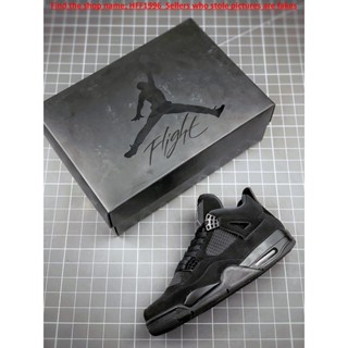 【ขายดี】Air Jordan 4 Retro รองเท้าบาสเก็ตบอล ลายแมวดํา