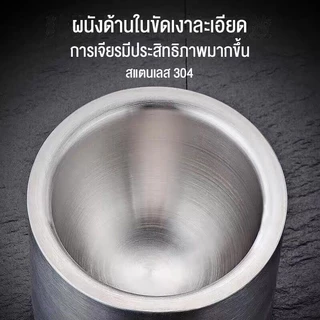 ครกสแตนเลส 304 ครกเกาหลี ครก+สาก+ฝาซิลิโคน น่าใช้ มี4ขนาด ครกเกาหลี
