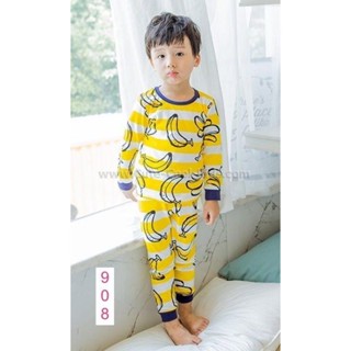 L-PJB-908-EE ชุดนอนเด็ก สีเหลือง ลาย Banana