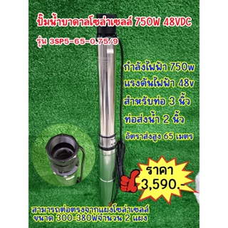 ปั๊มน้ำบาดาลโซล่าเซลล์ 750W 48VDC รุ่น 3SDP5-65-0.75/9  สำหรับท่อ 3" (Brushless) สินค้าพร้อมส่ง