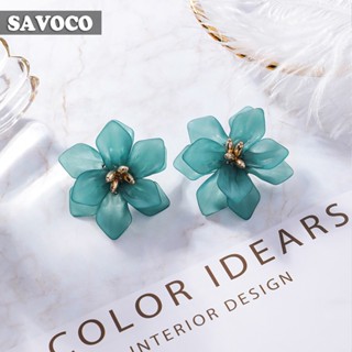 Savoco ต่างหูสตั๊ด อะคริลิค ลายดอกไม้ ขนาดใหญ่ 3 สี เครื่องประดับแฟชั่น สําหรับผู้หญิง SE001