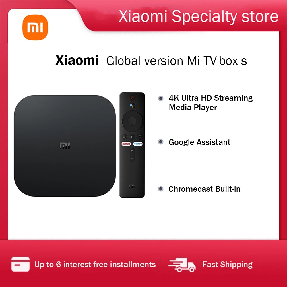 ของแท้ กล่องทีวี xiaomi mi s 4k hd android tv 8.1 hdr 2gb 8gb dts หลายภาษา mi box s เครื่องเล่นมีเดีย global version