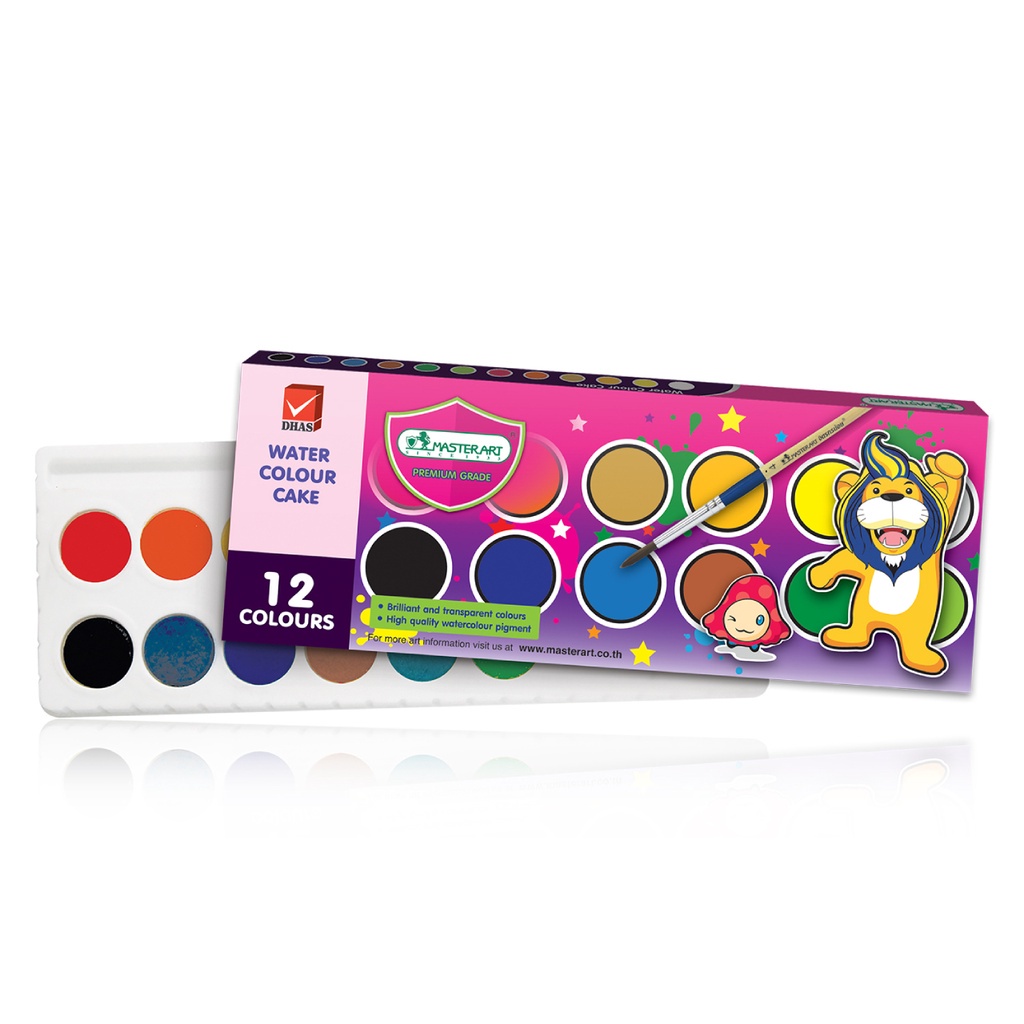(KTS)(SALE)ชุดสีน้ำ 12 สี ชนิดก้อน MASTERART/มาสเตอร์อาร์ต (กล่องกระดาษไม่แถมพู่กัน)