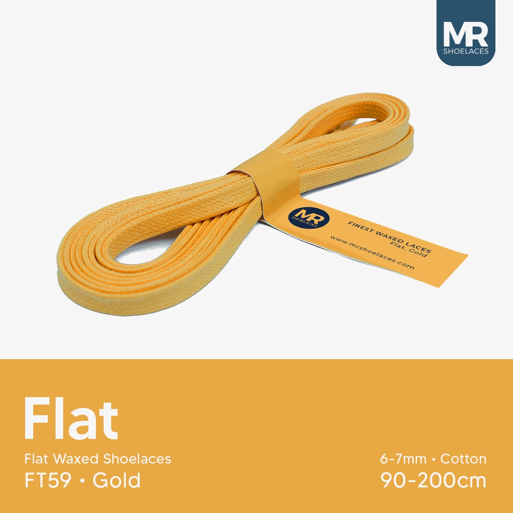 LILIN MR Shoelaces FT59 Gold (ทอง) - เชือกผูกรองเท้าแว็กซ์ 6-7mm Flat Flat (Waxed Laces) 90cm 100cm 