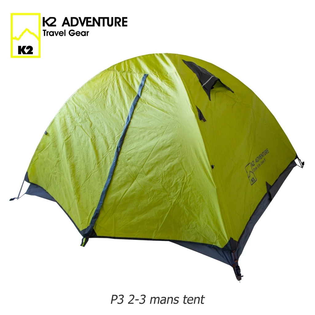 เต็นท์ K2 ADVENTURE รุ่น P3 สีเขียว นอน 2-3 คน เก็บเล็ก น้ำหนักเบาเสาอลู กันฝนกันลม มอเตอร์ไซค์ thumbnail 5