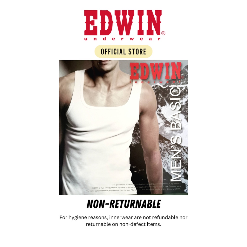 EV1266 EDWIN MENS BASIC SINGLET ผ้าฝ้ายพรีเมี่ยม 100%