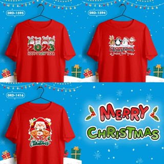 ใหม่! เสื้อคริสต์มาส เสื้อยืดสีแดง คอกลม Christmas ชุดคริสต์มาสสุดปัง รหัส 0RD-1595,1594,1416