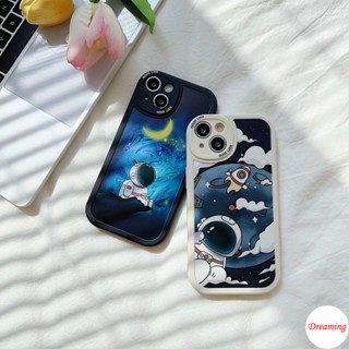 เคสสำหรับ VIVO Y16 Y22 Y22S Y55 Y75 Y33S Y21S Y21A Y21 Y33T Y21T Y53S Y51 Y51A Y31 Y20 Y20i Y12S Y12A Y20s G Y15S Y15A Y30 Y50 Y30i รูปไข่ Big Eye Soft เคสโทรศัพท์ Motif Moon นักบินอวกาศ Cloud