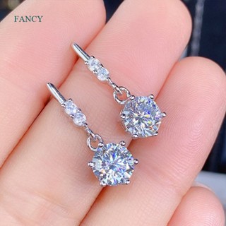 Fancyqube ต่างหูระย้า ประดับเพทาย สีขาว หรูหรา เครื่องประดับแฟชั่น สําหรับผู้หญิง