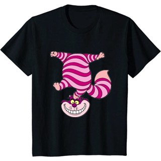 Cartoon Alice Sleepwalking in Wonderland Cheshire Cat Mens Cotton Round Neck Short Sleeve T-Shirt 1