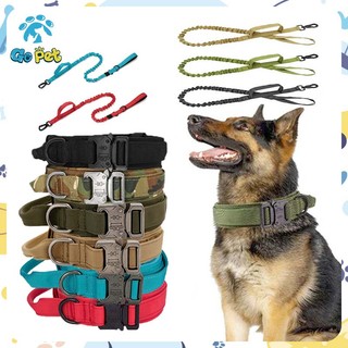 Metal Buckle Dog Collar Nylon For Medium Large Military Dogs Breathable With Strong Control Handle