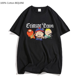 ใหม่ เสื้อยืดลําลอง แขนสั้น คอกลม พิมพ์ลาย S-South Park Crimson Dawn เซ็กซี่ สไตล์เกาหลี แฟชั่นสําหรับสตรี