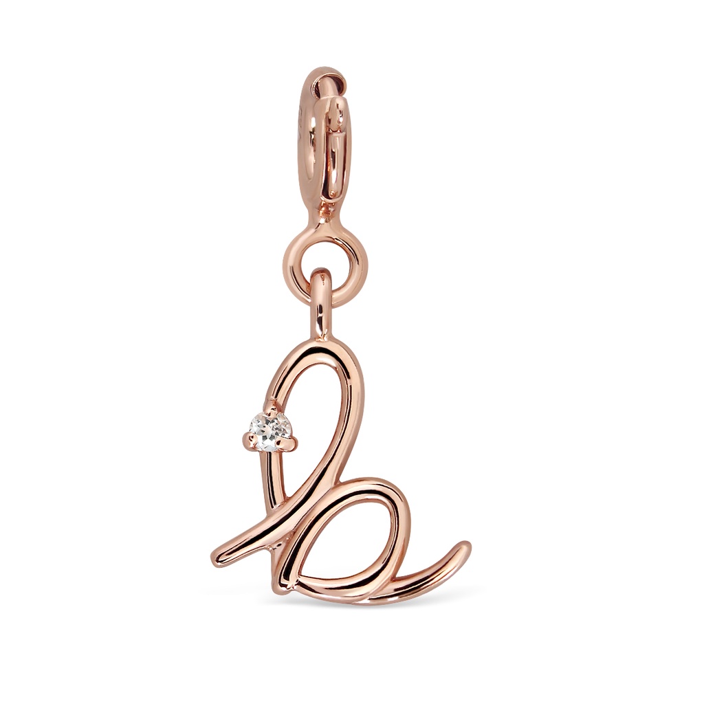 จี้ตัวอักษรเงินแท้ชุบ Rose Gold ประดับพลอย White Topaz แท้ Chapter Pendant - Rose Gold (A-Z)