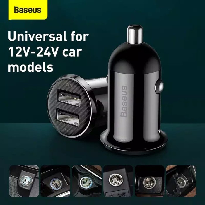 Baseus Mini Grain Pro Car Charger Dual Port 4 8A long-lasting D6E9 multifunctional Car Charger Car P