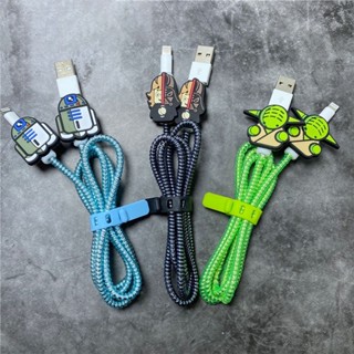 ชุดที่ม้วนเก็บสายชาร์จ USB ลายการ์ตูนมาร์เวล สําหรับ IPhone Samsung Xiaomi Huawei