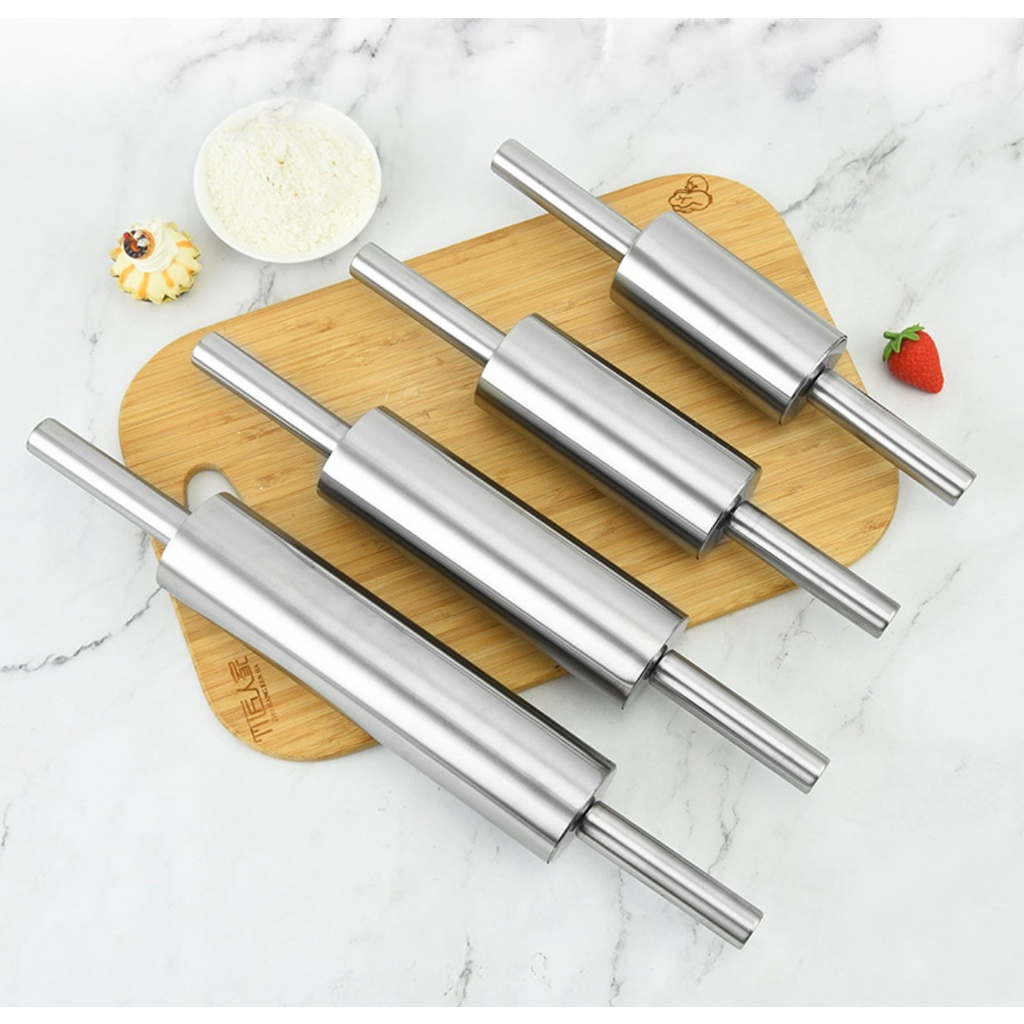 Bakery D’VER ❤️ ไม้นวดแป้งสแตนเลส 28/31/38/43cm. ที่นวดแป้ง Stainless Rolling Pin