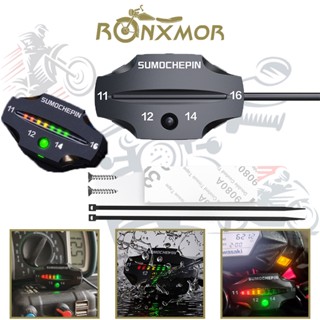 Ronxmor โวลต์มิเตอร์ดิจิทัล LED 12V IPX6 12V อเนกประสงค์ กันน้ํา สีฟ้า แดง เขียว สําหรับรถจักรยานยนต์