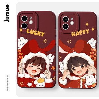 JURSUE เคสคู่ เคสไอโฟน คู่รัก กันกระแทกซิลิโคนนุ่มการ์ตูนน่ารักตลก เคสโทรศัพท์ Compatible for iPhone 14 13 12 11 Pro Max SE 2020 X XR XS 8 7 6 6S Plus พลัส XYH1107