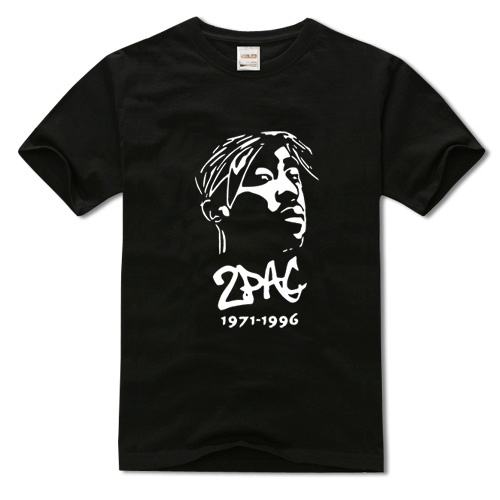 2pac เสื้อกล้ามผ้าฝ้ายแท้แขนสั้นหลวมรอบคอผู้ชายเสื้อยืดพิมพ์เสื้อยืด
