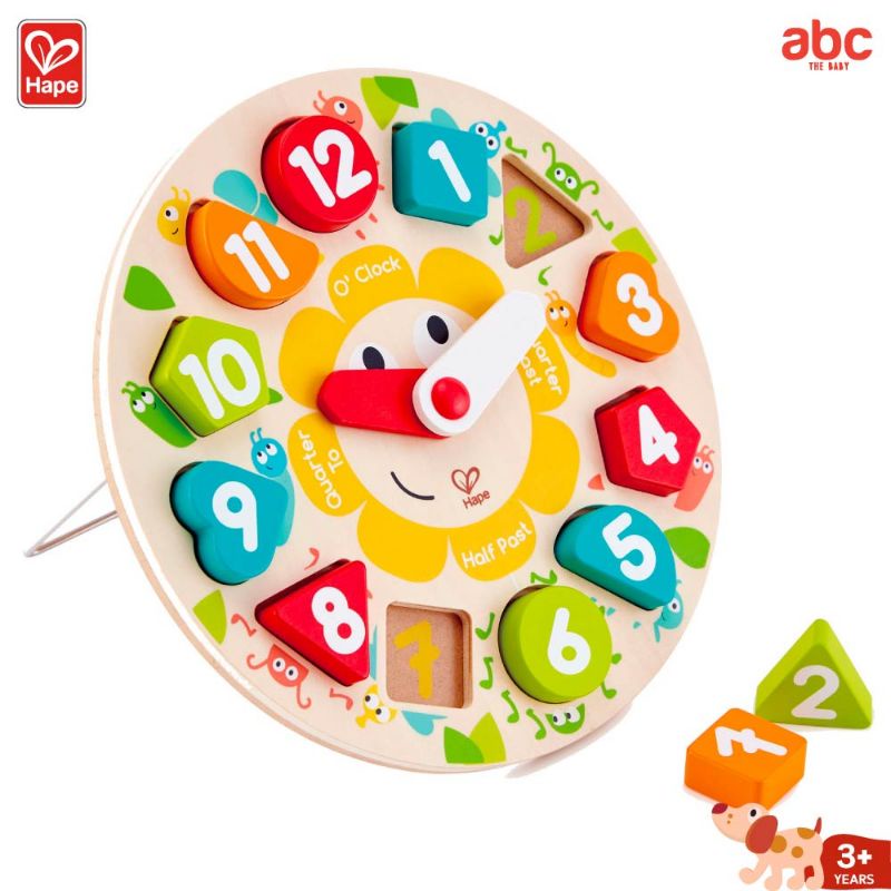 Hape - นาฬิกาตัวต่อแห่งความสุข Chunky Clock Puzzle (3Y+) - E1622