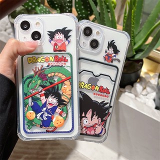 เคสโทรศัพท์มือถือ กันกระแทก ลายการ์ตูนดราก้อนบอล โกคู พร้อมช่องใส่บัตร สําหรับ IPhone 14 Plus 11 12 13 14 Pro Max 14 Pro Max