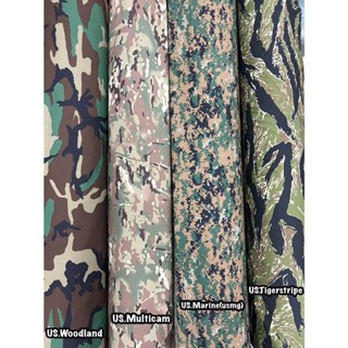 ผ้ากันลมU.S. MULTICAM WOODLAND TROPIC U.S.MARINE TIGER STRIPEหน้า60นิ้ว ผ้าRIPSTOP ผ้าลายพรางทหาร