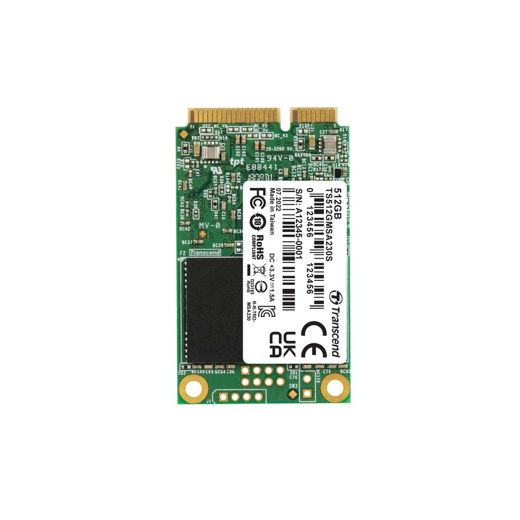 Transcend mSATA SSD 230S : 512 GB :MSA230S(R max 560 MB/s / W max 500 MB/s)  รับประกัน 3 ปี -มีใบกำกับภาษี-TS512GMSA230S