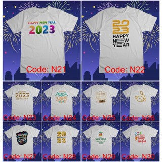 NEW YEAR 2023 V3 Design unisex T-Shirt White Sublimation NO FADING COTTON SPANDEX COMFORTABLE COTTONเสื้อยืด