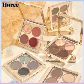 Horec Xixi โลหะสี่สีอายแชโดว์ Palette หญิง Beginner MINI Disk แบบพกพา Pearlescent Matte Glitter กันน้ำ Olive Earth สีอายแชโดว์