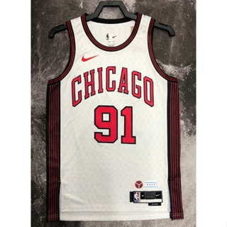 hot pressed 2023 nba Chicago Bulls No.91 Rodman white basketball jersey