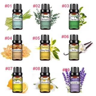 น้ำมันหอมระเหย กลิ่นหอมธรรมชาติ  PHATOIL 100% Natural น้ํามันหอมระเหยกลิ่นลาเวนเดอร์ 10 มล Home Aromatherapy Oils Tea tree Peppermint Lemongrass Ylang ylang