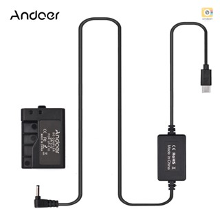 Andoer PD สายเคเบิล USB Type-C เป็นแบตเตอรี่ดัมมี่ DR-E10 DC Coupler LP-E10 แบบเปลี่ยน สําหรับ Canon EOS Rebel T7 T6 T5 T3 Kiss X50 X70 EOS 1100D 1200D 1300D 1500D 2000D