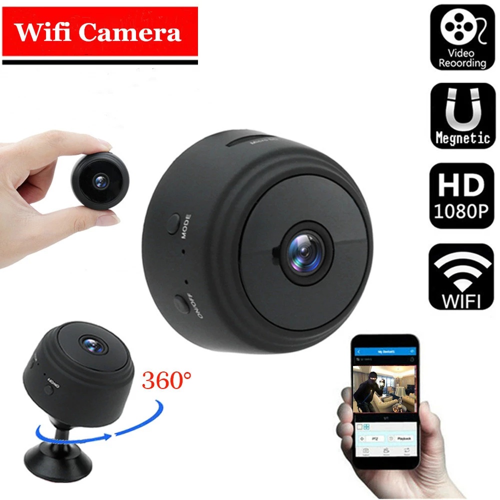 กล้องรักษาความปลอดภัย A9 รีโมทไร้สาย WiFi Mini 1080P HD 150 1 ชุด° มุมกว้าง 360° กล้องไมโคร สามารถปรับได้
