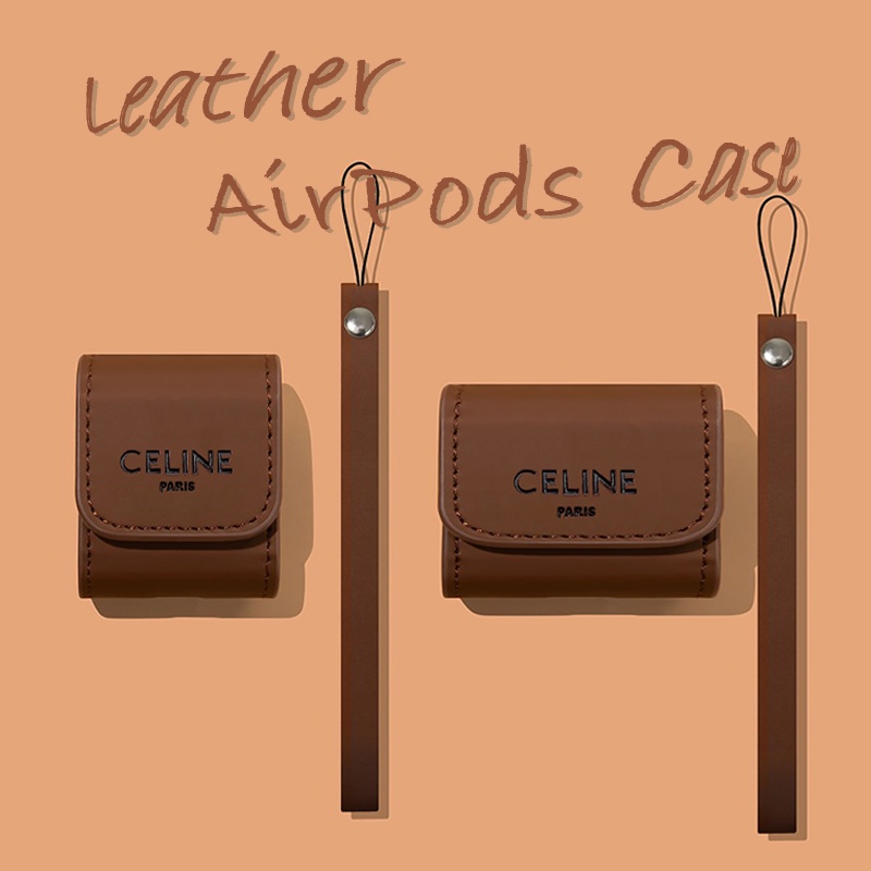 สีน้ําตาล CEL/INE สไตล์ใหม่หนังหูฟังสําหรับ AirPods3gen กรณีอินเทรนด์ป้ายรูปแบบหูฟังป้องกันกรณี 2023 สไตล์ใหม่สําหรับ AirPods2Pro หูฟังป้องกันกรณี AirPodsPro กรณี AirPodsPro2gen