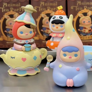 【ของแท้】POPMART ชุดกล่องสุ่ม ตุ๊กตาฟิกเกอร์ Pucky Animal Tea 12 แบบ สําหรับประดับ ของขวัญ