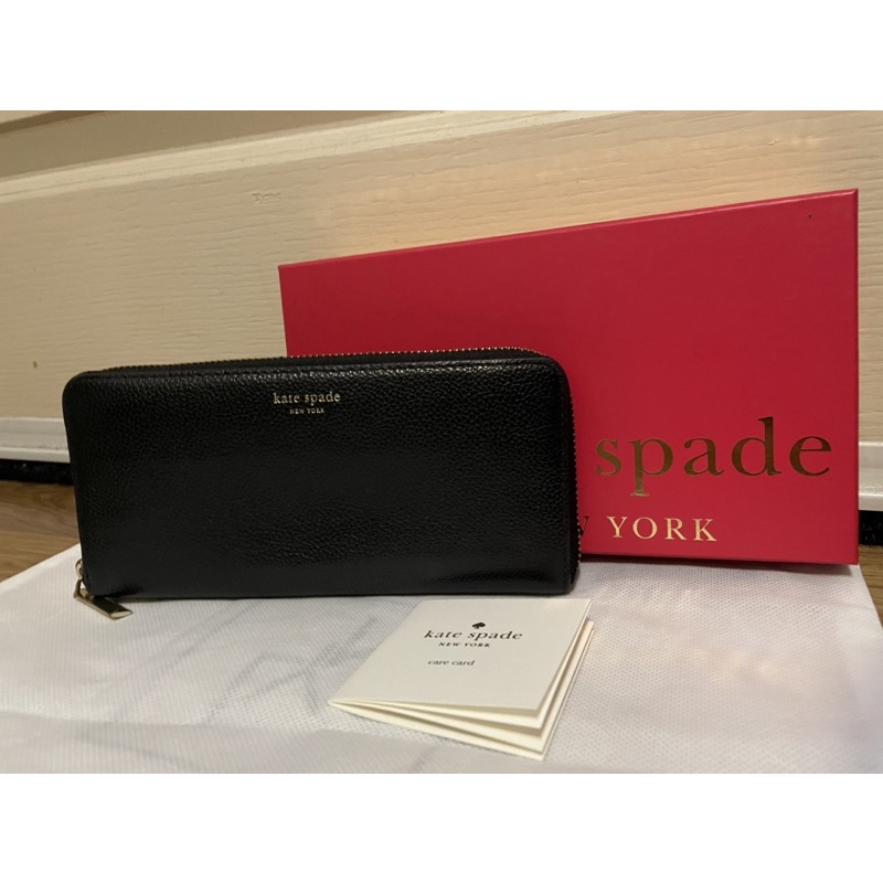 Kate spade New York แท้ 💯% กระเป๋าสตางค์ มือสอง สีดำ wallet black รุ่น Margaux slim continental