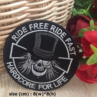 Ride Free Ride Fast ตัวรีดติดเสื้อ อาร์มรีด อาร์มปัก ตกแต่งเสื้อผ้า หมวก กระเป๋า แจ๊คเก็ตยีนส์ Racing Embroidered Iro...