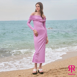 RICHIERICH By TandT - OFF-THE-SHOULDER LONG SLEEVE STRETCH JERSEY MAXI DRESS เดรสยาวเข้ารูป เดรสปาดไหล่ ผ้ายืด