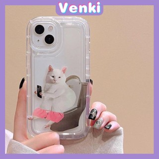 VENKI - Case For iPhone 14 Pro Max TPU Soft Jelly Airbag Clear Case Cute Cat Case Camera Protection Shockproof For iPhone 14 13 12 11 Plus Pro Max 7 Plus X XR