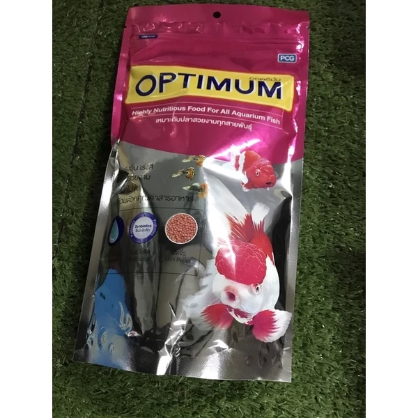 OPTIMUM 200 g(อาหารปลาสวยงามทุกชนิด สูตร เร่งสี เร่งวุ้น เร่งโต ไม่ทำให้น้ำขุ่น)