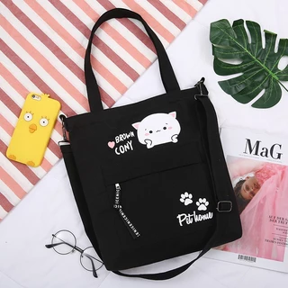 กระเป๋าผ้าแคนวาสใบใหญ่สะพายข้างใส่ของได้เยอะ JH5088