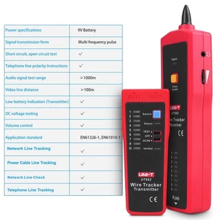 UNI-T UT682 เครื่องทดสอบสายแลนด์ Wire Tracker ทดสอบสายโทรศัพท์ ทดสอบสายเคเบิลเครือข่าย LAN