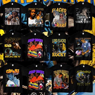 ถูกที่สุด T-shirt Tops Awesome Rap Asap Rocky Portrait Tshirt Men Women Hip Hop Loose d Tees