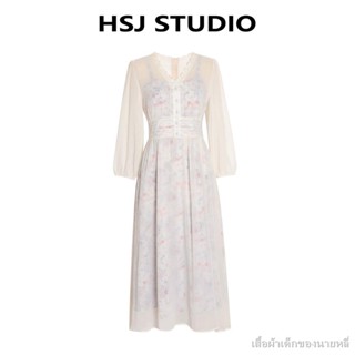 ♂☎2022 ชุดเดรสใหม่สำหรับฤดูหนาว French Retro Long Temperament Floral Sling Dress + ชุดตาข่าย 2 ชิ้น