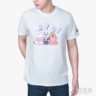 DOSH:UNISEX T-SHIRTS WE BARE BEARS เสื้อยืดคอกลม แขนสั้น สีขาว รุ่น FBBMT5039-OW XS-XL