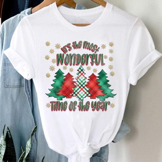 Women New Year Holiday Winter Happy Cute 2023 Merry Christmas Print Tshirts Trend Tee Travel Graphic T Shirt Top T-Shirt